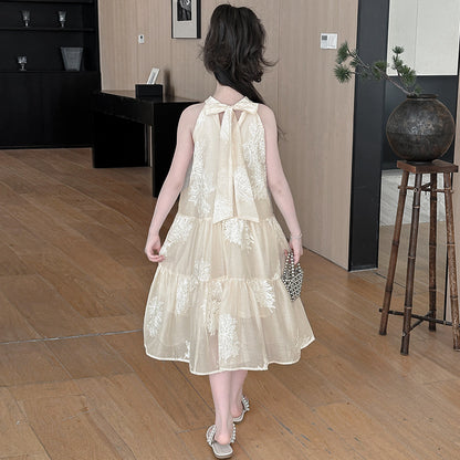 VLOVELAW Girls' Dress Summer Dress  New Western Style Girls' Dress Strap Dress for Girls in Teens Children's Summer Princess Dress
