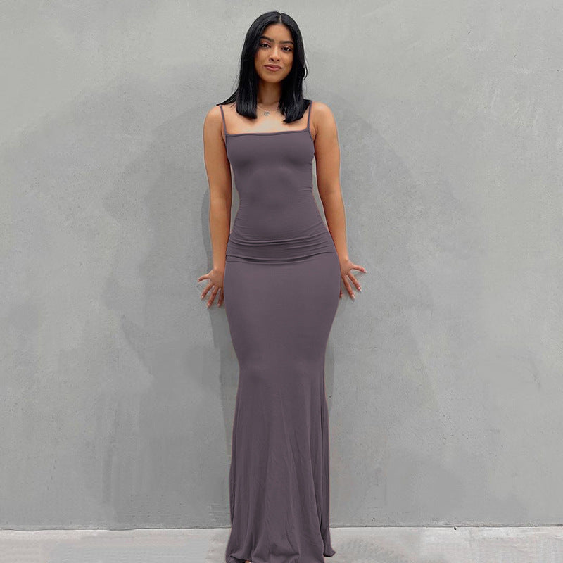 VLOVELAW European and American Foreign Trade New Women's Clothing Kardashian Skims Dress Casual Slim Strap Home Long Dress