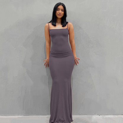 VLOVELAW European and American Foreign Trade New Women's Clothing Kardashian Skims Dress Casual Slim Strap Home Long Dress