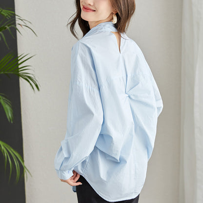 direct sales long-sleeved white shirt design sense niche commuting loose autumn cash chic shirt