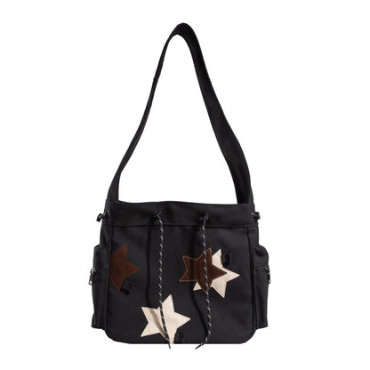 VLOVELAW American Vintage Canvas Bag Ins Style Casual Female Student Large Capacity Japanese Tote Bag Commuter Shoulder Messenger Bag