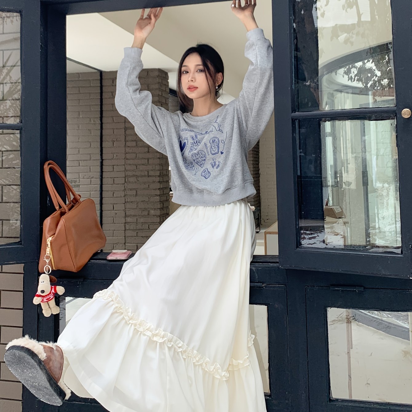 Solid High Waist Skirt, Elegant Ruffle Hem Maxi Skirt For Spring & Summer, Women's Clothing