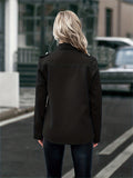 Solid Button Decor Jacket, Casual Open Front Long Sleeve Outerwear, Women's Clothing