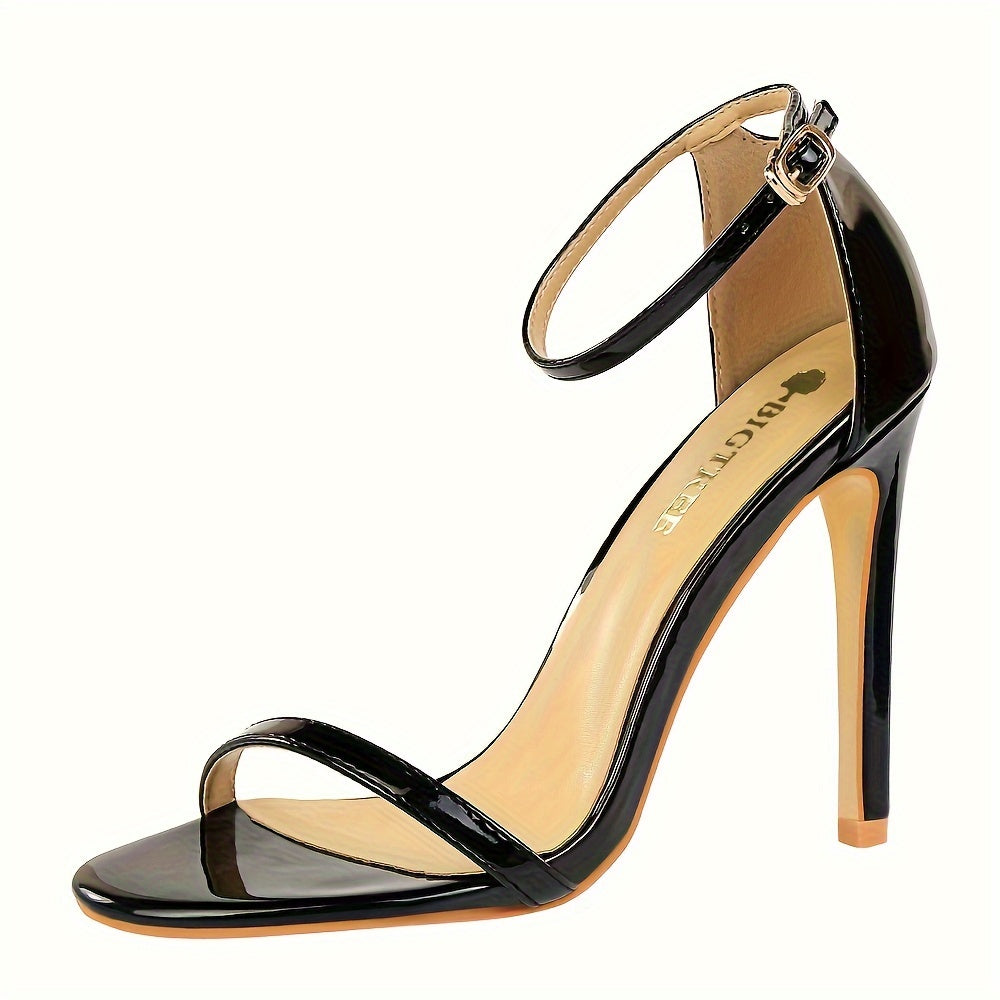 vlovelaw  Women's Solid Color Stiletto Heels, Fashion Open Toe Dress Pumps, Stylish Buckle Strap Heels