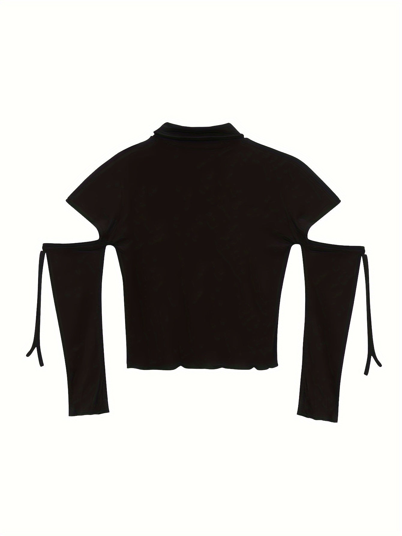 vlovelaw Cut Out Mock Neck T-Shirt, Y2K Long Sleeve Top For Spring & Fall, Women's Clothing