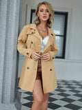 vlovelaw  Solid Double Breasted Trench Coat, Casual Long Sleeve Belted Outwear, Women's Clothing
