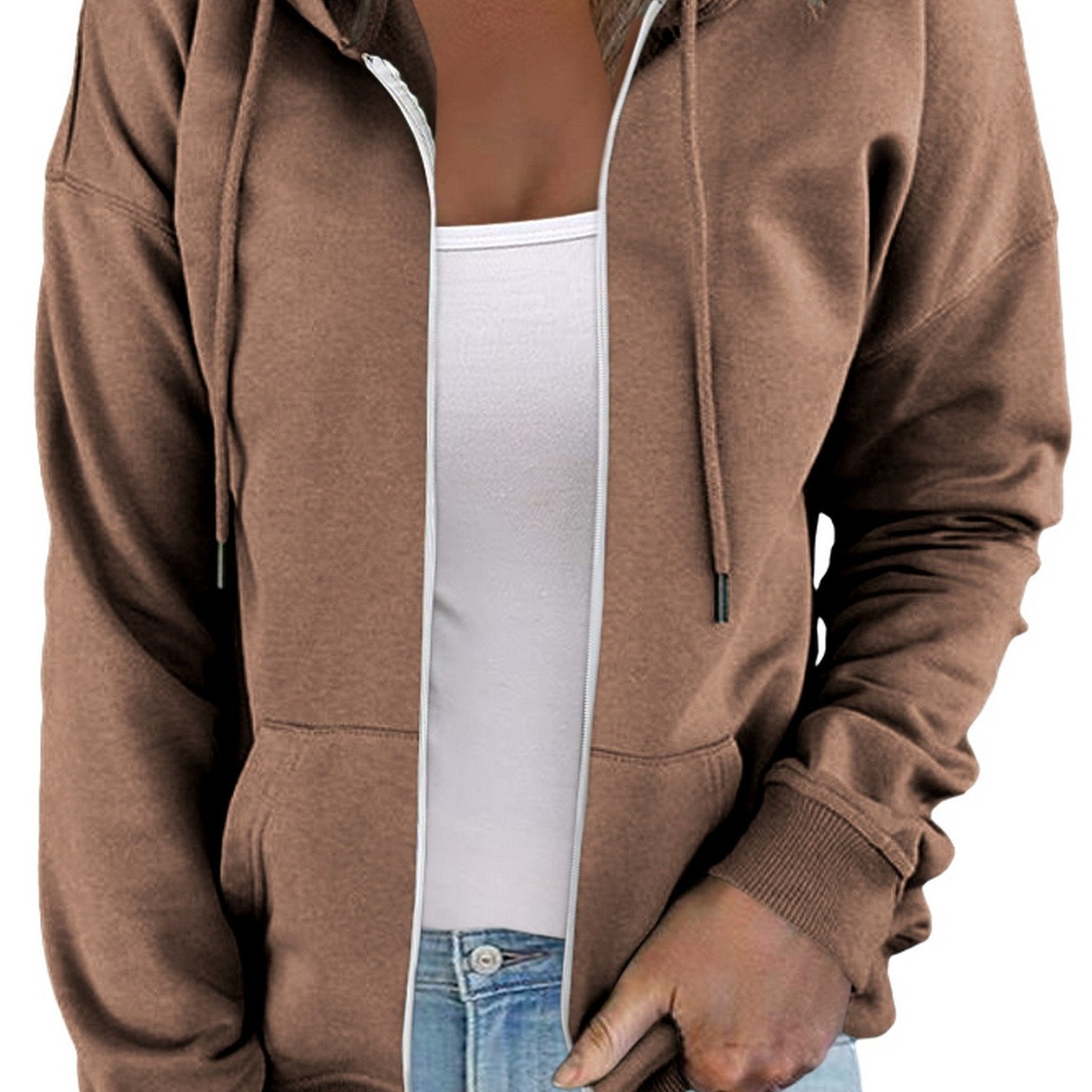 Women's Sweatshirt Casual Oversized Zip Up Long Sleeve Streetwear Hoodie