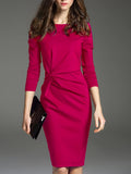 vlovelaw  Twist Solid Dress, Elegant Long Sleeve Bodycon Party Dress, Women's Clothing