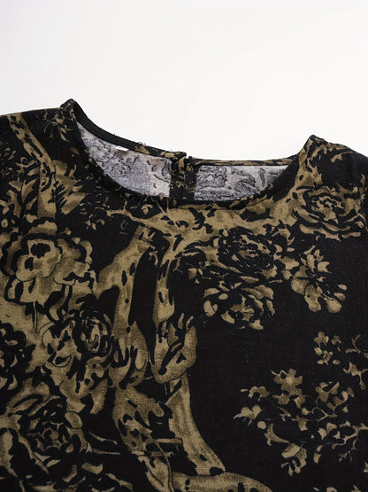 Floral Print Kaftan Dress, Casual Long Sleeve Maxi Dress, Women's Clothing