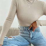 vlovelaw Solid Turtle Neck Sweater, Casual Long Sleeve Sweater For Fall & Winter, Women's Clothing