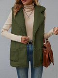 Lapel Patched Pockets Vest Jacket, Casual Thermal Sleeveless Jacket For Fall & Winter, Women's Clothing