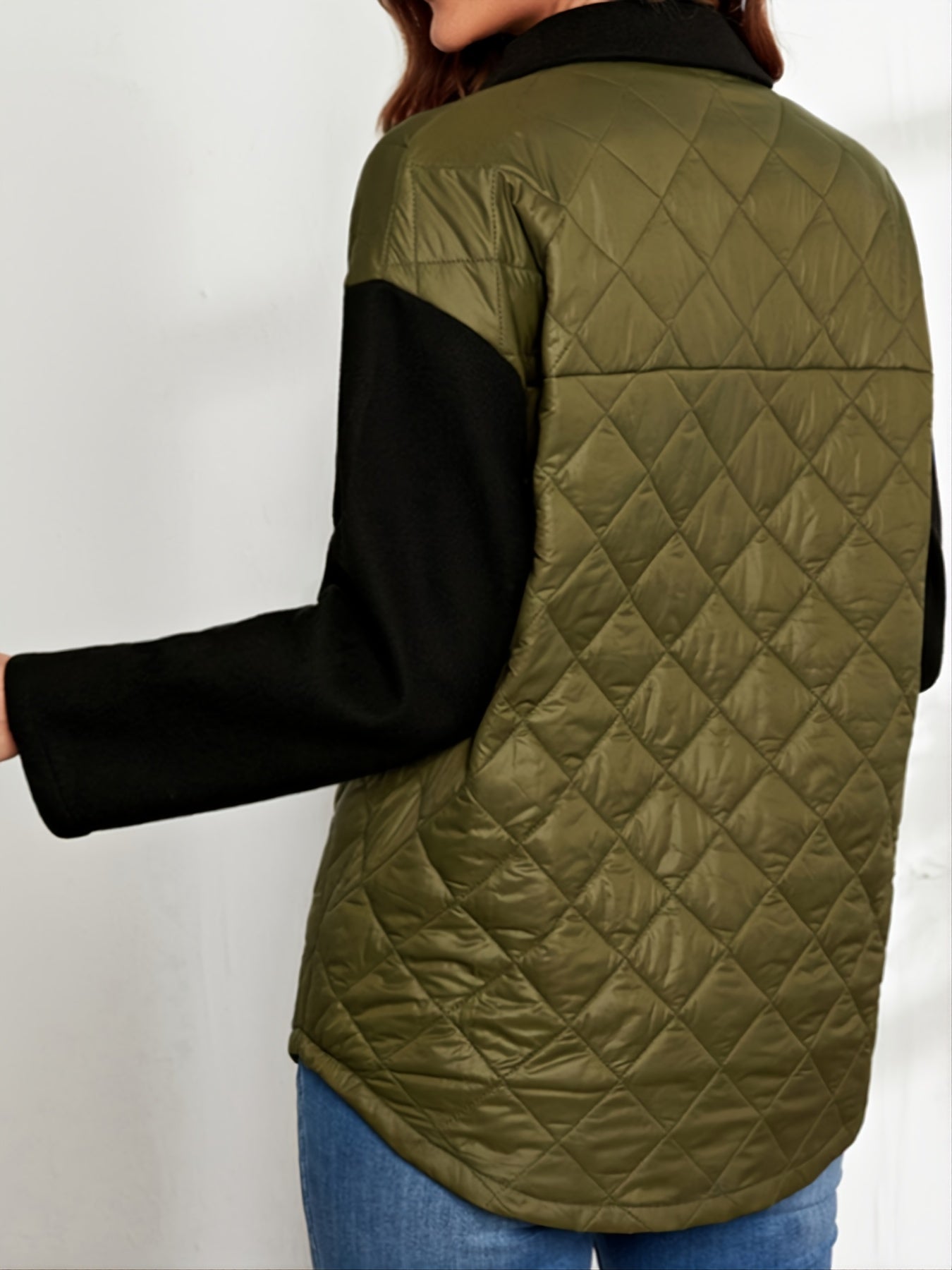 vlovelaw  Casual Long Sleeve Zip Jacket, Colorblock Zip Up Drawstring Hem Contrast Jacket