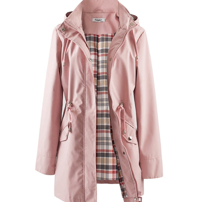 vlovelaw  Drawstring Waist Hooded Zip Up Coat, Casual Long Sleeve Coat For Fall & Winter, Women's Clothing