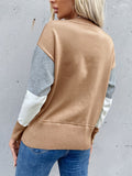 vlovelaw Color Block Knit Pullover Sweater, Casual Long Sleeve Crew Neck Sweater, Women's Clothing