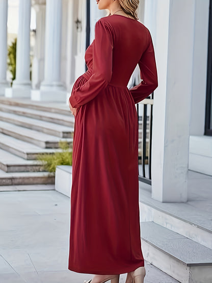 vlovelaw  Women's Maternity V Neck Slim Fit Dress For Party, Pregnant Women's Clothing