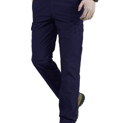 Men's Solid Color Summer Outdoor Thin Breathable Casual Trousers With Multi-pocket Design