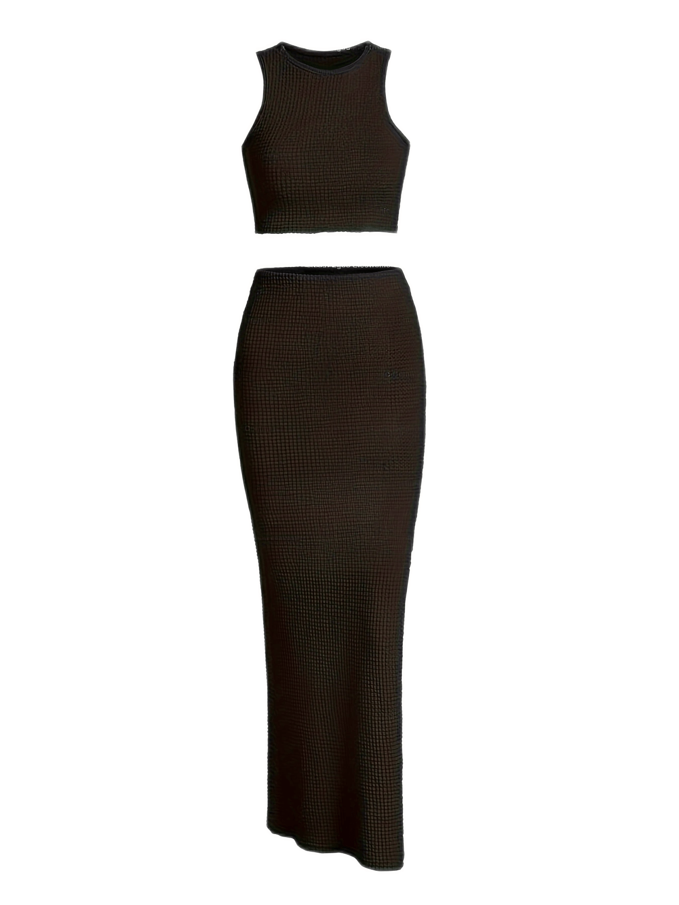 vlovelaw  Sexy Solid Slim Skirt Set, Crop Tank Top & Bodycon Skirt Outfits, Women's Clothing
