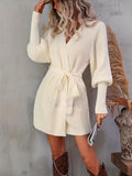 vlovelaw Long Length Solid Knit Cardigan, Casual Open Front Long Sleeve Sweater, Women's Clothing