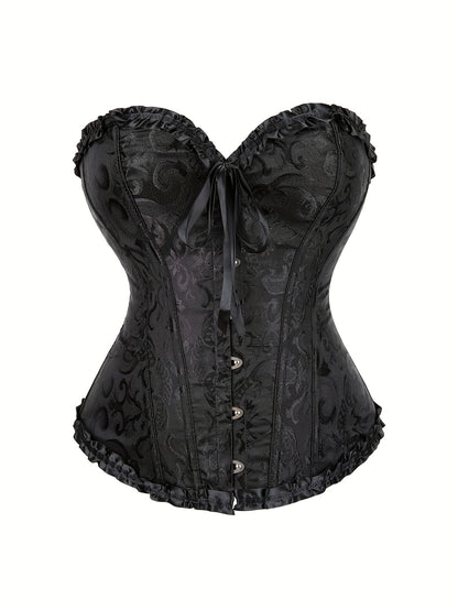1pc Sexy Tunic Waist Vest Girdle European And American Court Bodysuit With Black Mesh Dance Skirt Prom Bodysuit With Skirt