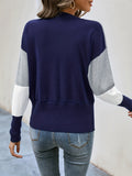 vlovelaw Color Block Knit Pullover Sweater, Casual Long Sleeve Crew Neck Sweater, Women's Clothing