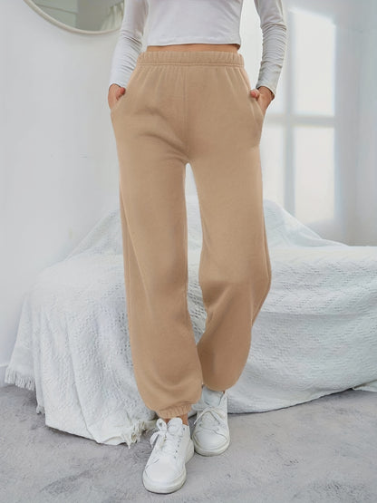 vlovelaw  Solid Versatile Pants, Casual Elastic Waist Jogger Pants, Women's Clothing
