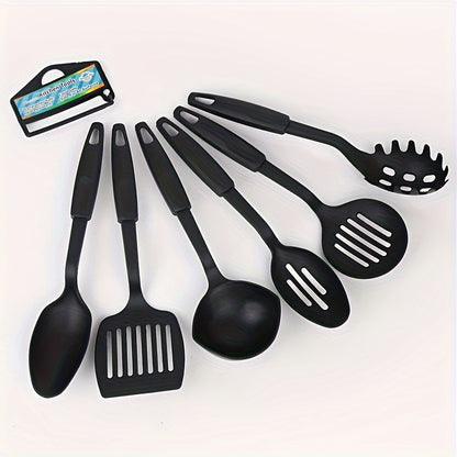 6pcs, Kitchen Utensils Set, Including Ladle, Spoon, Slotted Spoons, Spatula, Slotted Turner, Spaghetti Server, PC Plastic Kitchenware Set, Kitchen Gadgets, Kitchen Accessories, Home Kitchen Items