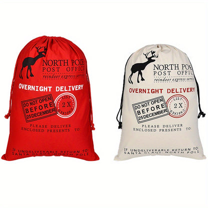 1/2/3pcs Large Personalized Santa Sack, Christmas Gift Bags, Big Santa Cotton Bags, Bulk Christmas Sacks For Presents With Drawstring Size, 19.3 X 27.2 Inch