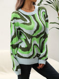 vlovelaw  Tie Dye Crew Neck Knitted Pullover Sweater, Casual Long Sleeve Sweater For Fall & Winter, Women's Clothing