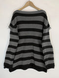 vlovelaw Grunge Striped Print Ripped Knit Sweater, Street Wear Long Sleeve Sweater, Women's Clothing