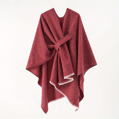 Solid Color Comfortable Shawl With Sleeves, Multifunctional Outdoor Windproof And Coldproof Cloak