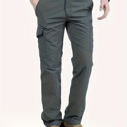 Men's Solid Color Summer Outdoor Thin Breathable Casual Trousers With Multi-pocket Design