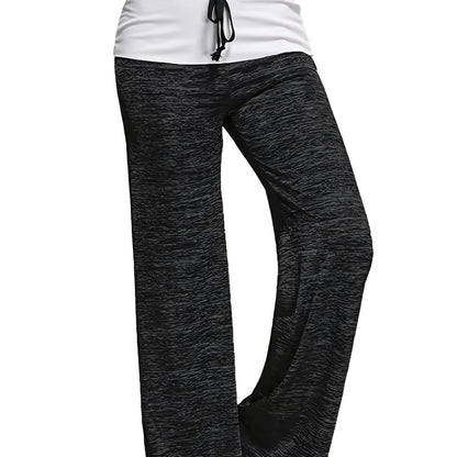 vlovelaw Plus Size Casual Pants, Women's Plus Colorblock Drawstring Slight Stretch Loose Fit Pants