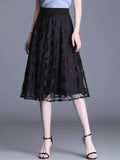 Solid Layered Pleated Skirts, Elegant High Waist A Line Knee Length Skirts, Women's Clothing