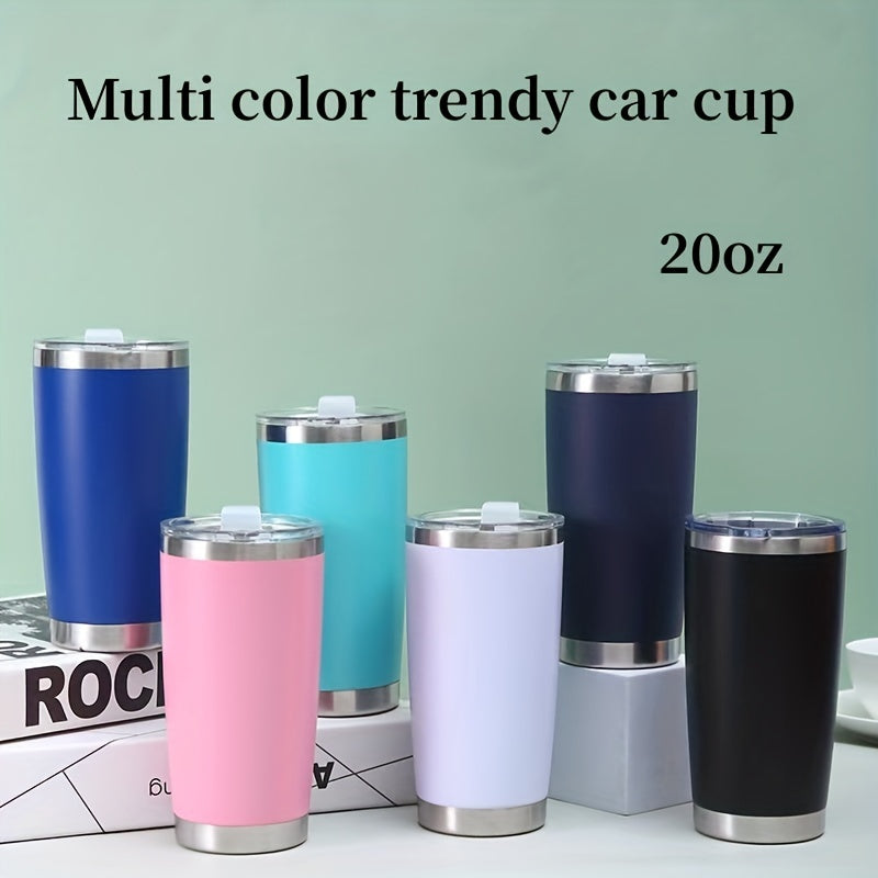 1pc Insulated Stainless Steel Vacuum Cup - 20oz Double-Layer Leakproof Flask with Lid for Hot and Cold Drinks - Perfect for Outdoor Enthusiasts, Commuters, and Students - Retains Temperature for Hours with Sweat-Free Design
