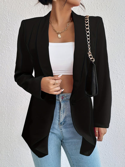 vlovelaw  Solid Single Breasted Blazer, Casual Long Sleeve Lapel Blazer For Office, Women's Clothing