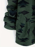 vlovelaw  Aztec Pattern Hooded Teddy Jacket, Casual Open Front Long Sleeve Outerwear, Women's Clothing