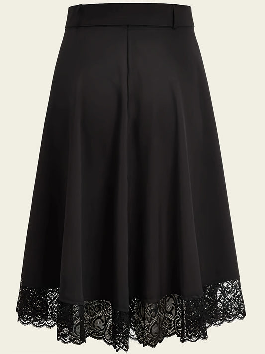 vlovelaw  Plus Size Contrast Lace Skirt, Casual Skirt For Spring & Summer, Women's Plus Size Clothing