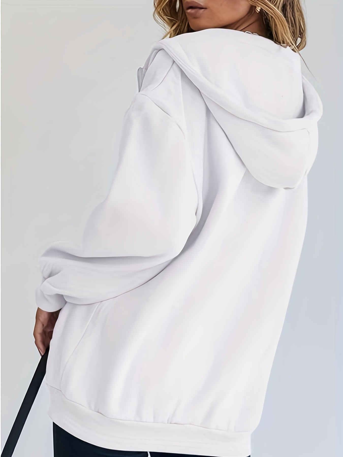 vlovelaw  Solid Zip Up Pocket Hoodie, Casual Long Sleeve Drawstring Hoodies Sweatshirt, Women's Clothing