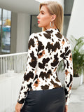 vlovelaw  Women's High Neck Zebra Print Pullovers Long Sleeve Tunics