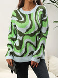 vlovelaw  Tie Dye Crew Neck Knitted Pullover Sweater, Casual Long Sleeve Sweater For Fall & Winter, Women's Clothing