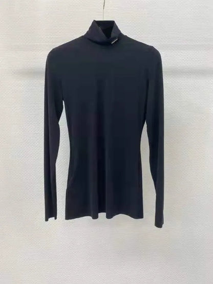 Woman Blouses Shirts Designer Hoodie Womens Top Yoga Shirt High Necks Long Sleeves Female Slim Style With Budge Neck Tees Tops S-3XL