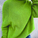Solid Turtle Neck Loose Pullover Sweater, Casual Long Sleeve Raglan Shoulder Sweater, Women's Clothing