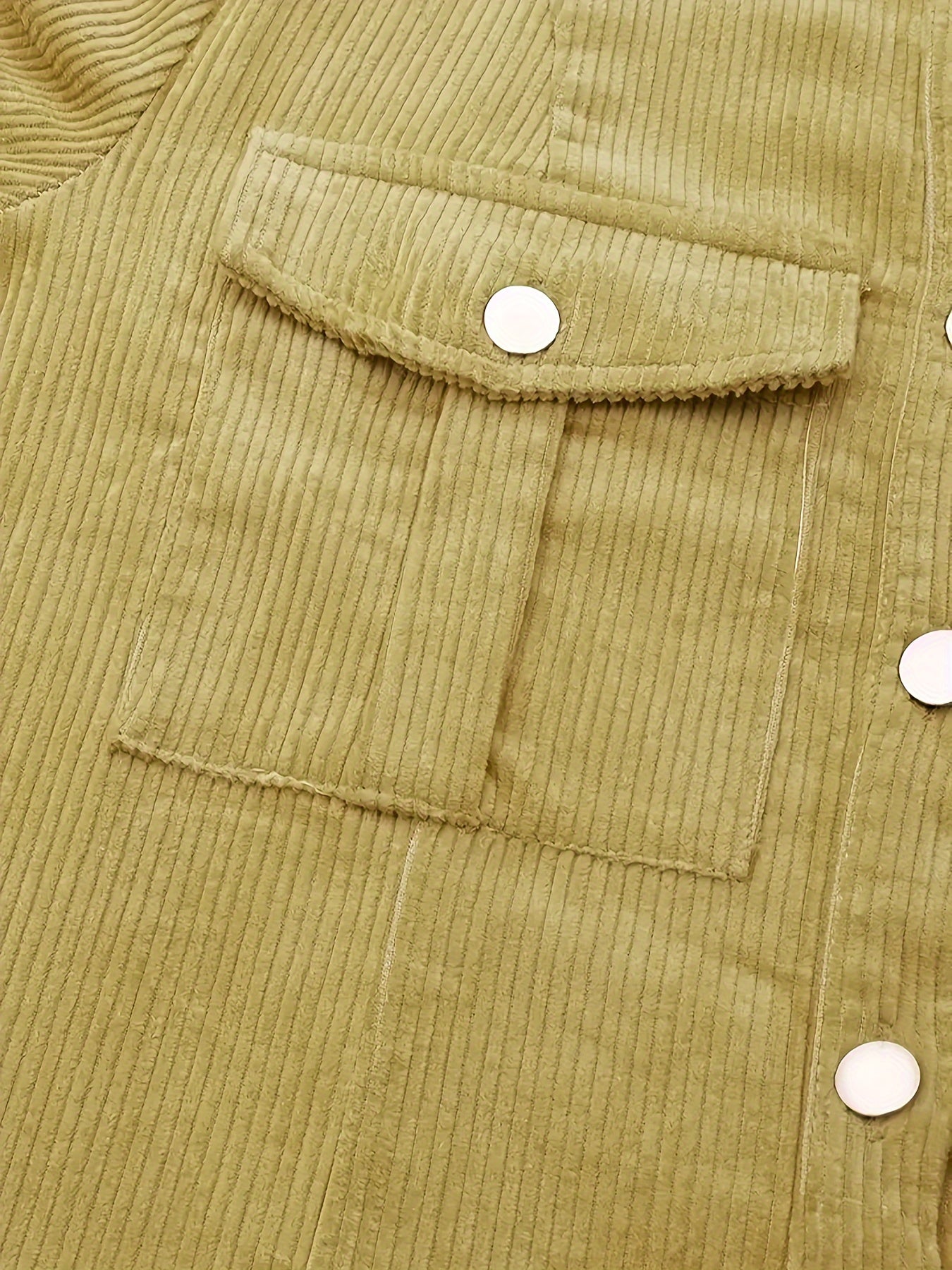 vlovelaw Solid Corduroy Button Front Shirt, Casual Long Sleeve Outwear For Spring & Fall, Women's Clothing