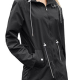 vlovelaw  Lightweight Waterproof Raincoats, Outdoor Hooded Windbreaker, Zip Up Drawstring Rain Jackets With Pockets, Women's Clothing