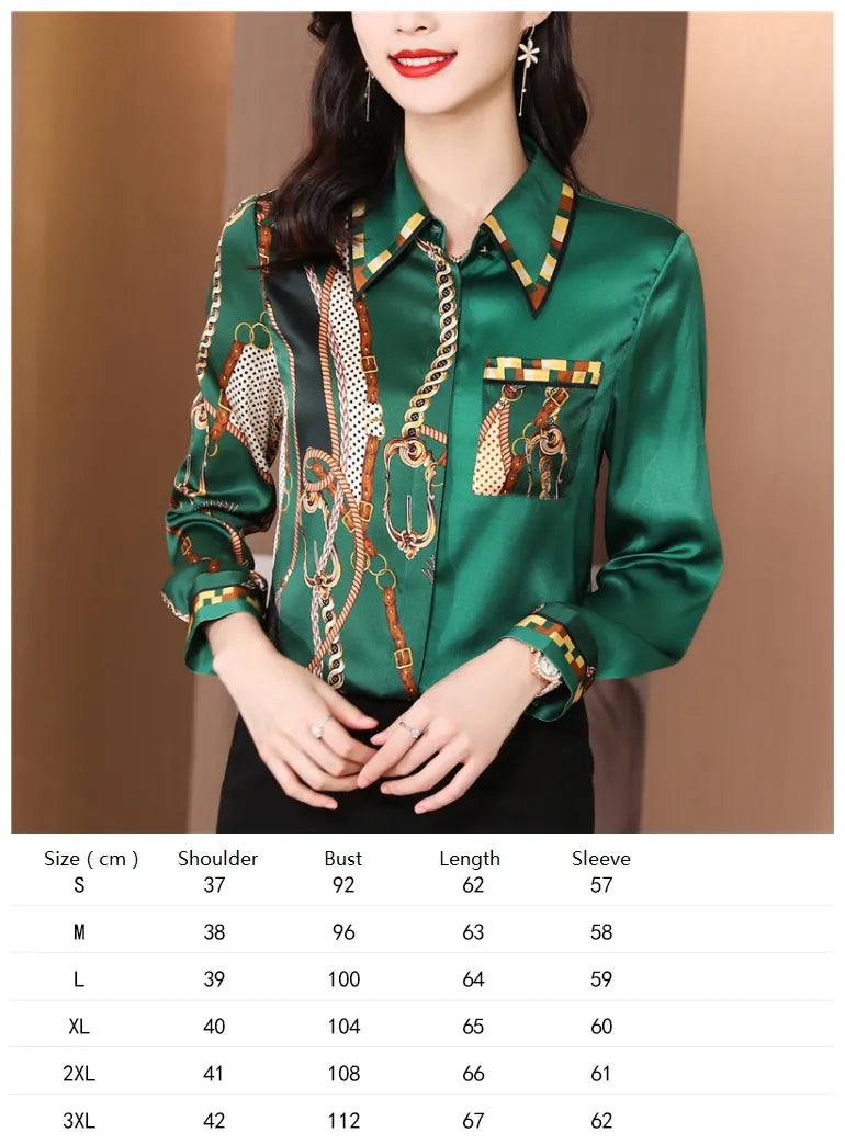 Ribbon Bow Women Silk Print Shirt Polka Dot Long Sleeve Button Up Blouses Office Ladies Casual Shirts Spring Autumn Designer Blouse Fine Elegant Tops Woman