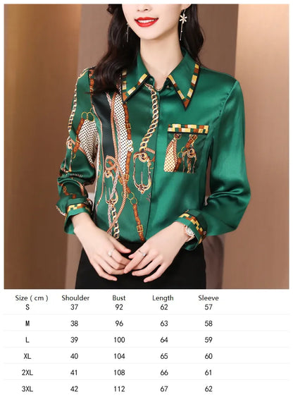 Ribbon Bow Women Silk Print Shirt Polka Dot Long Sleeve Button Up Blouses Office Ladies Casual Shirts Spring Autumn Designer Blouse Fine Elegant Tops Woman