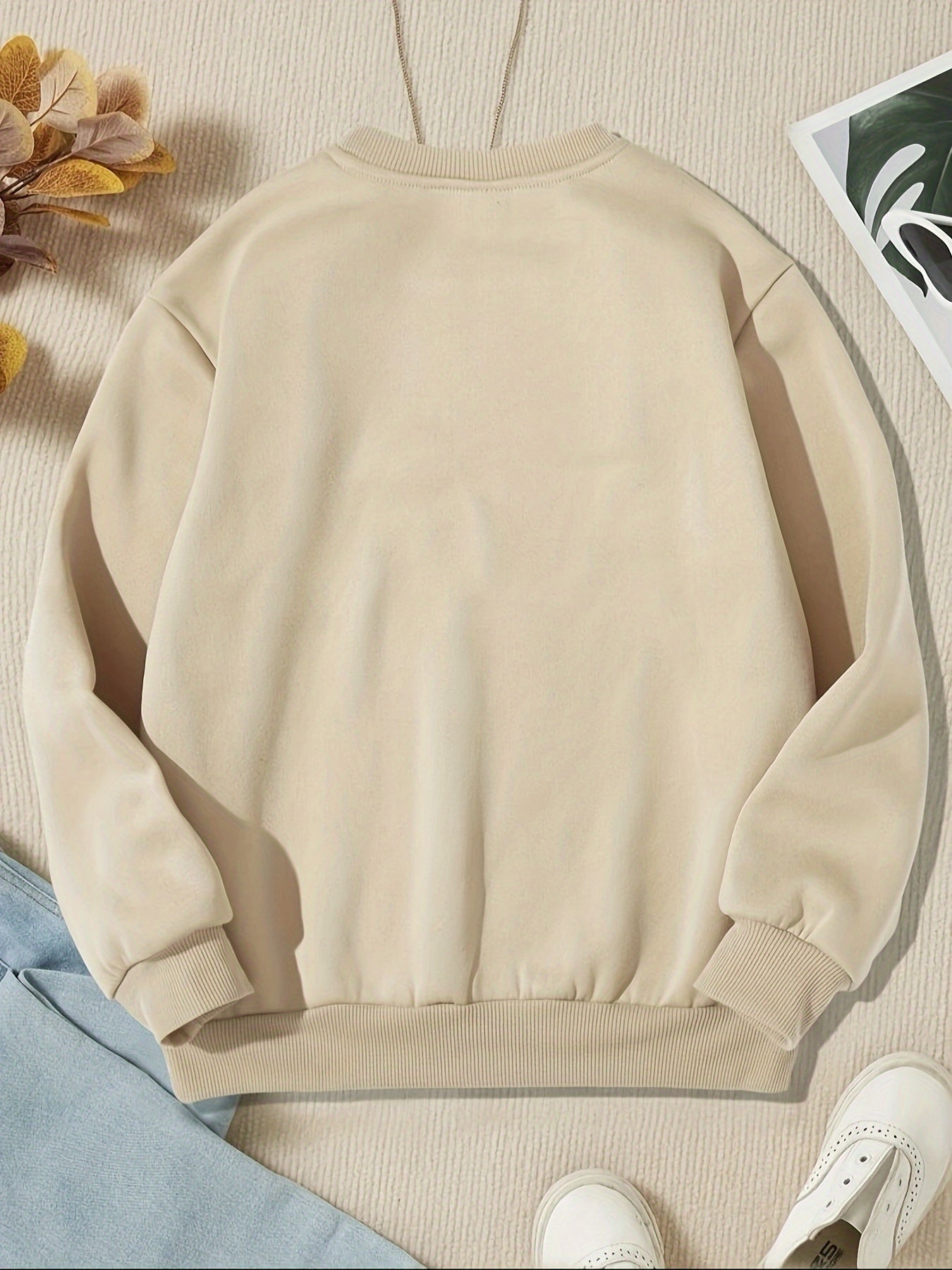 Christmas Print Pullover Sweatshirt - Cozy Casual Long Sleeve Crew Neck Sweatshirt for Fall and Winter, Women's Comfortable Clothing for Holiday Season