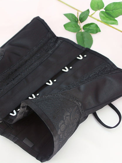 Romantic Retro Charm - Luxurious Jacquard Strapless Corset Bustier with Firm Tummy Control - Adjustable Lace Up Body Shaper for Womens Lingerie Collection