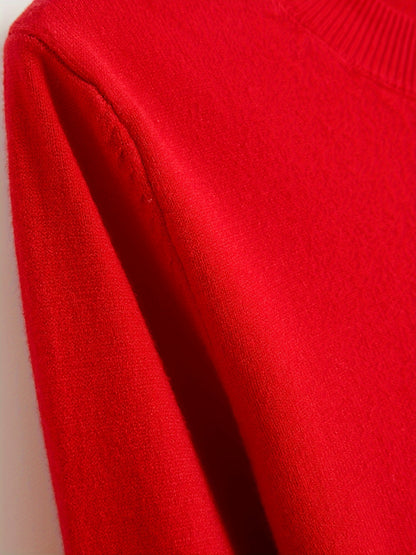 Solid Cut Out Knitted Top, Casual Button Long Sleeve Inner Wear Sweater, Women's Clothing