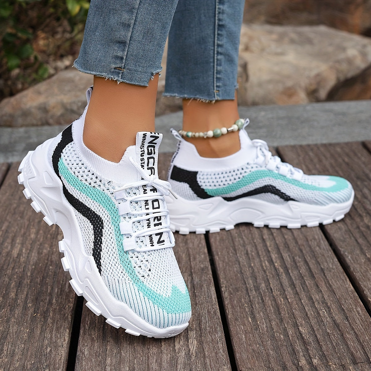vlovelaw  Women's Breathable Mesh Platform Sneakers, Casual Lace Up Outdoor Shoes, Comfortable Low Top Shoes